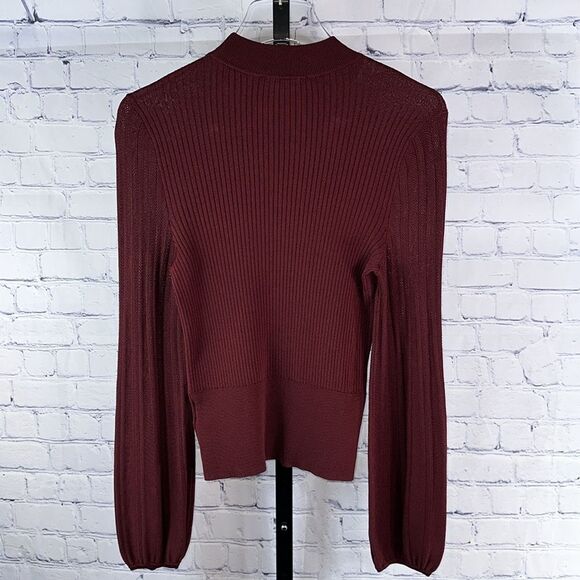 Express Burgundy Ribbed Crewneck Sweater Top Size Small - Picture 5 of 5
